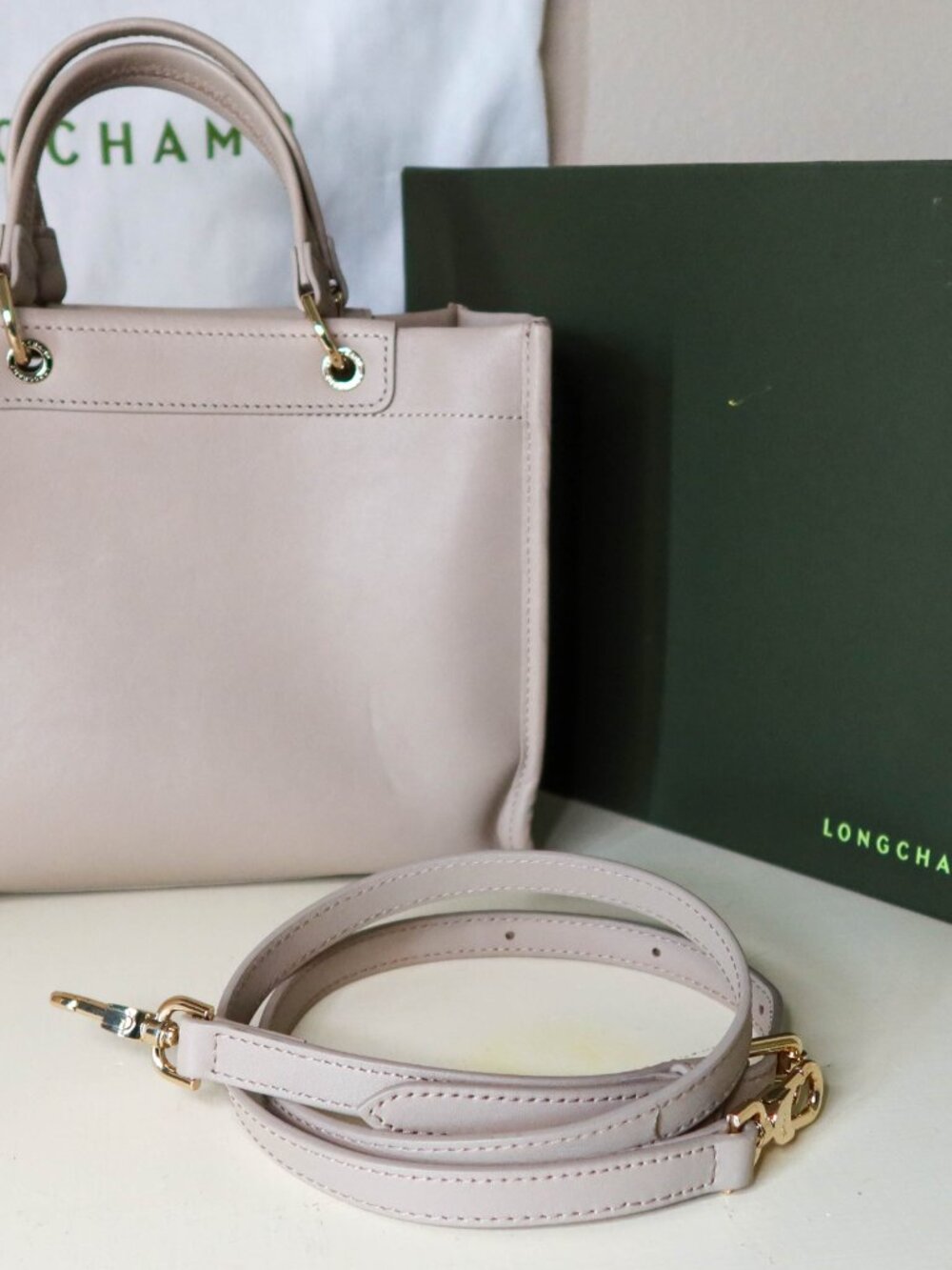 Longchamp Cabas Small Leather Handbag Tote in Clay | Preloved Very Good w Box - Picture 5 of 15
